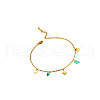 304 Stainless Steel & Synthetic Turquoise Charm Anklets FS-WGA577E-02-2