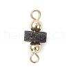 Natural Lava Rock Disc & Electroplate Non-magnetic Synthetic Hematite Round Beaded Connector Charms PALLOY-JF04016-3