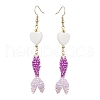 3 Pairs 3 Colors Glass & Shell Dangle Earrings EJEW-MZ00160-3