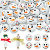   60Pcs 6 Styles Round Christmas Snowman Print Wood European Beads WOOD-PH0003-05-1