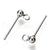 Non-Tarnish Original Color 304 Stainless Steel Ball Post Stud Earring Findings STAS-C018-23P-03-2