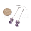 304 Stainless Steel with Natural Amethyst & Green Aventurine & Carnelian & Green Aventurine & Agate &  Stud Dangle Earring EJEW-TA00528-3