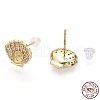 925 Sterling Silver Micro Pave Cubic Zirconia Stud Earring Findings STER-T004-40G-4