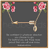 Brass Micro Pave Clear Cubic Zirconia Arrow with Letter Pendant Necklaces FS-WG43978-25-1