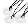 Natural Quartz Crystal Ring Pendant Necklace with Waxed Cords NJEW-R262-01A-05-1