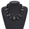 Alloy Rhinestone & Glass Oval Link Chain Necklaces for Women FS-WG2E80C-04-1