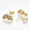 Brass Micro Pave Cubic Zirconia(Random Mixed Color) Ear Studs EJEW-S201-97-2