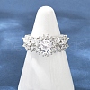 Brass Micro Pave Cubic Zirconia Adjustable Cuff Rings for Women RJEW-C129-04P-2