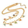 Bohemian 304 Stainless Steel & Dyed Colorful Synthetic Turquois Link Chain Necklaces for Women NJEW-M100-02G-03-2