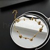 304 Stainless Steel Chain Anklets with Brass Charms WGE11C3-09-1
