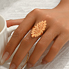 Geometric Leaf Metal Adjustable Open Cuff Rings for Women KB1739-3