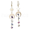 Moon & Star & Sun Brass Asymmetrical Earrings EJEW-JE05454-1