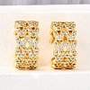 Brass Micro Pave Clear Cubic Zirconia Cuff Earrings EJEW-K309-10G-2