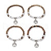 4Pcs Wood Round Bead Charm Bracelets for Women BJEW-JB11645-2