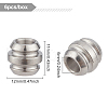 BENECREAT 6Pcs 304 Stainless Steel Beads STAS-BC0003-34-2