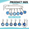 4Pcs Blue Flower Pattern Glass Pendant Stitch Markers HJEW-BC00004-2