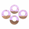 Transparent Resin & Walnut Wood Pendants RESI-S389-036A-B01-1