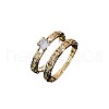 2Pcs Flat Round Brass Micro Pave Clear Cubic Zirconia Finger Rings FS-WG91922-01-5