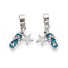 Alloy Crystal Rhinestone & Steel Blue Enamel European Dangle Charms FIND-N009-19P-1