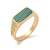 316L Stainless Steel Natural Malachite Finger Rings for Women RJEW-U054-02C-01G-4