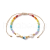 Colorful Glass Seed & Brass Braided Bead Bracelet BJEW-JB10138-01-1