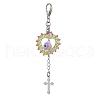 Handmade Evil Eye Lampwork & Glass Seed Beaded Heart Pendant Decorations HJEW-MZ00211-02-2
