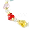 Transparent Glass Butterfly & Imitation Pearl Beaded Stretch Bracelets BJEW-JB10727-4