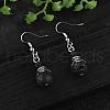 Natural Lava Rock Bead Dangle Earrings EJEW-JE02144-01-5