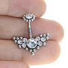Stainless Steel Cluster Clear Cubic Zirconia 15 Gauge Belly Button Rings WG1C102-01-1