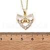 Brass Micro Pave Cubic Zirconia Heart Pendant Neckalces for Women NJEW-S448-12G-5