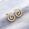 Brass Micro Pave Clear Cubic Zirconia Stud Earrings EJEW-H158-07A-G-1