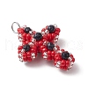 Glass Seed Beaded Cross Pendants PALLOY-MZ00642-02-3