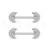 304 Stainless Steel Pave Cubic Zirconia Nipple Rings WGDEAF5-05-1