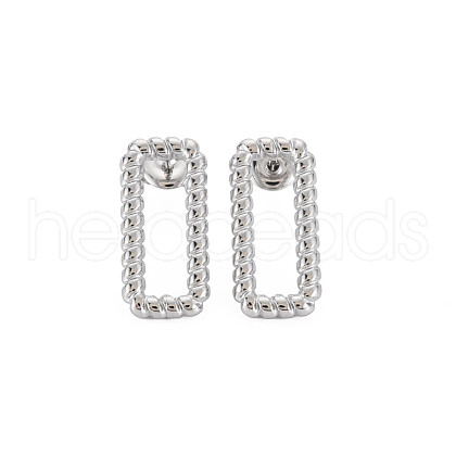 304 Stainless Steel Hollow Rectangle Stud Earrings for Woman EJEW-N097-002P-1