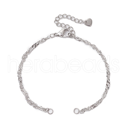 304 Stainless Steel Singapore Chain Bracelet Makings AJEW-JB01322-02-1