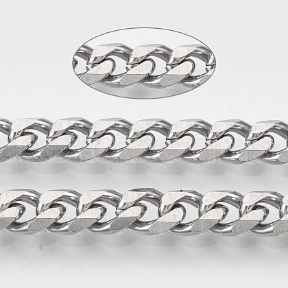 201 Stainless Steel Cuban Link Chains STAS-R100-23-1