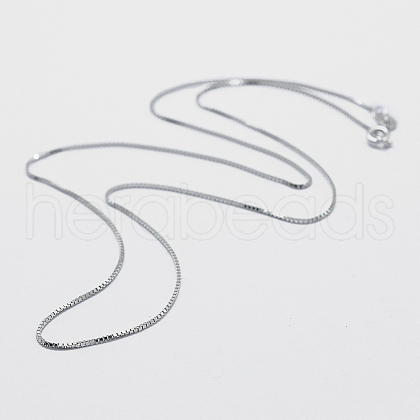 Anti-Tarnish Rhodium Plated 925 Sterling Silver Box Chain Necklaces STER-F039-45cm-04P-1
