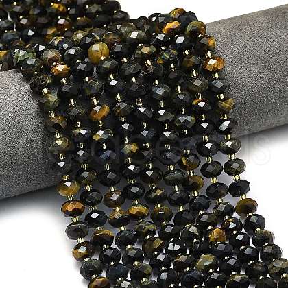 Natural Yellow and Blue Tiger Eye Beads Strands G-P573-A05-01-1