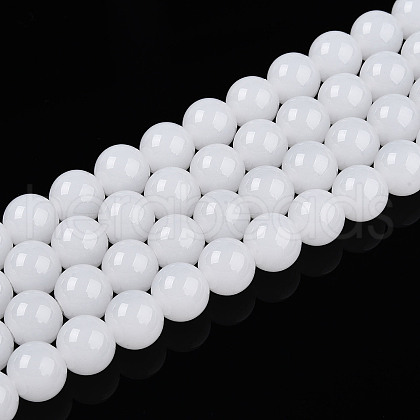 Imitation Jade Glass Beads Strands GLAA-T032-J10mm-01-1