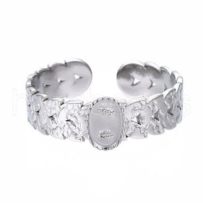 Non-Tarnish 304 Stainless Steel Open Cuff Finger Ring Cabochon Settings STAS-T060-09P-1