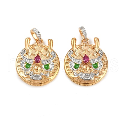 Brass Micro Pave Cubic Zirconia Pendants KK-K351-53G-1