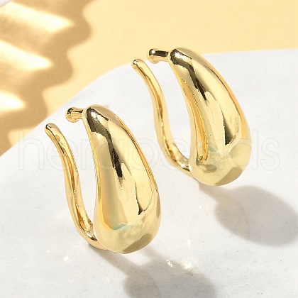Teardrop Brass Cuff Earrings EJEW-A132-11G-1