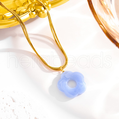 5-Petal Flower Acrylic Pendant Necklaces FS-WG916E3-02-1
