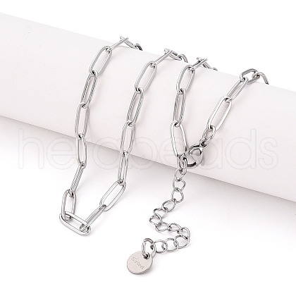 304 Stainless Steel Paperclip Chain Necklace NJEW-D045-14P-03-1