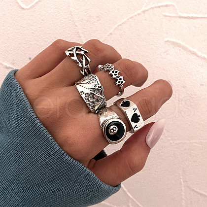 Alloy & Enamel Cuff Rings/Finger Rings FS-WGAFE84-01-1