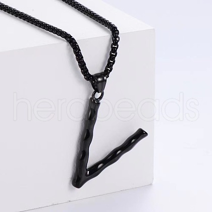 Stylish Stainless Steel Initial Pendant Necklaces SR1473-22-1