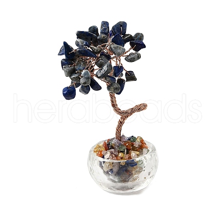 Natural Lapis Lazuli Chips Tree of Life Decorations DJEW-Q010-01C-1