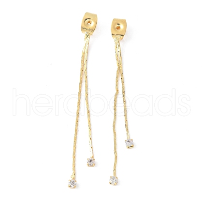 Brass Micro Pave Cubic Zirconia Earring Nuts KK-F892-15G-1