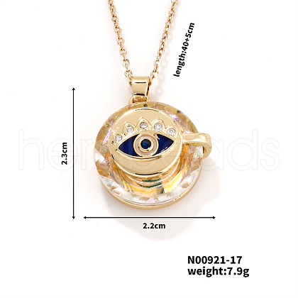 Vintage Sparkling Rhinestone Evil Eye Pendant Necklaces YZ2067-2-1