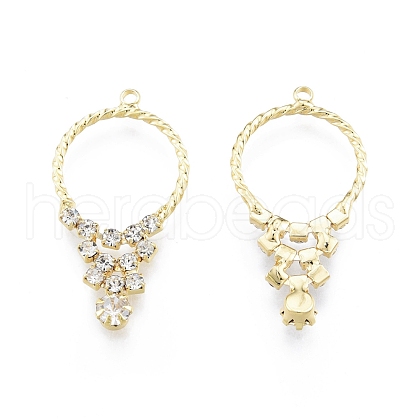 Brass Micro Pave Clear Cubic Zirconia Pendants KK-C006-15G-1